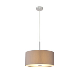 Baymont Polished Chrome 5 Light E27 Single Pendant With 40cm x 18cm Faux Silk Shade, Grey/White Laminate - thumbnail 5