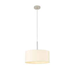 Baymont Polished Chrome E27 Universal Single Pendant With 40cm x 18cm Faux Silk Shade, Ivory Pearl/White Laminate - thumbnail 5