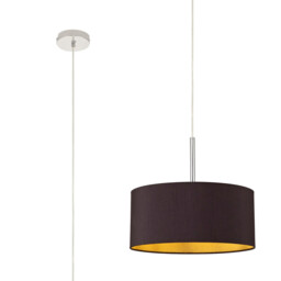 Baymont Polished Chrome E27 Universal Single Pendant With 40cm x 18cm Dual Faux Silk Shade, Midnight Black/Green Olive