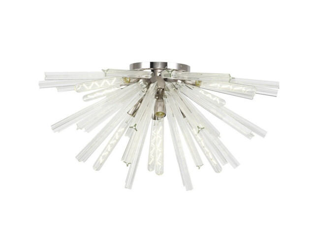 Hornby 8 Light E27, Semi Flush Polished Nickel , Clear Glass - image 1