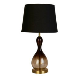 Marakesh Table Lamp Satin Brass Metal Black Ombre Glass - thumbnail 2