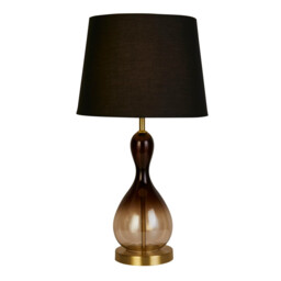 Marakesh Table Lamp Satin Brass Metal Black Ombre Glass
