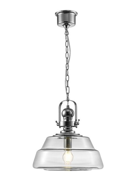 Reyna Large Dome Ceiling Pendant E27 Polished Chrome, Clear Glass - image 1