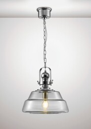 Reyna Large Dome Ceiling Pendant E27 Polished Chrome, Clear Glass - thumbnail 2