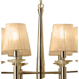 Tiffany Pendant 6+6 Light E14+G9, French Gold With Soft Bronze Shades & Clear Crystal - thumbnail 5