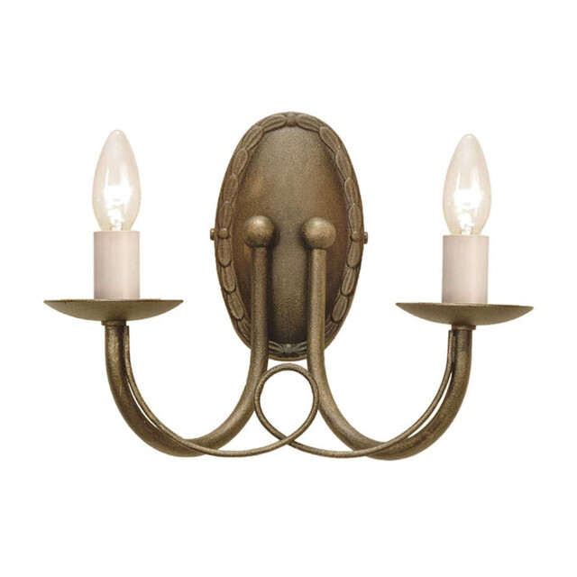 Minster 2 Light Indoor Candle Wall Light Black, Gold, E14 - image 1