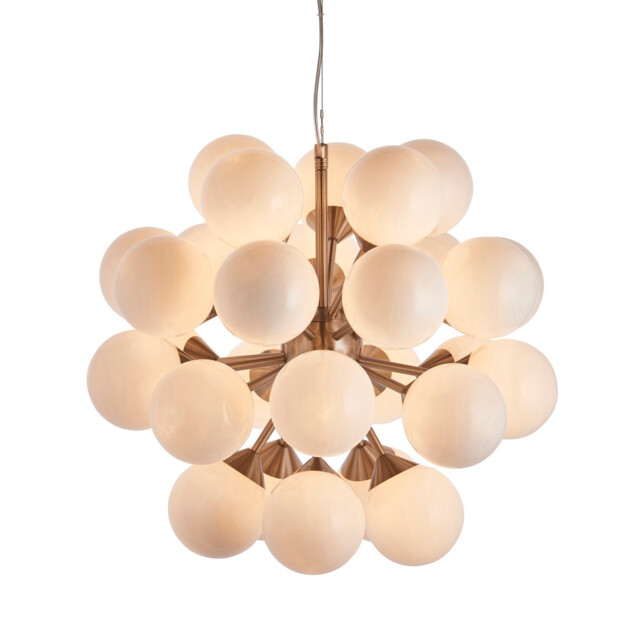 Oscar Globe Pendant Satin Nickel Effect Plate & Gloss White Glass 28 Light Dimmable IP20 - G9 - End of Line - image 1