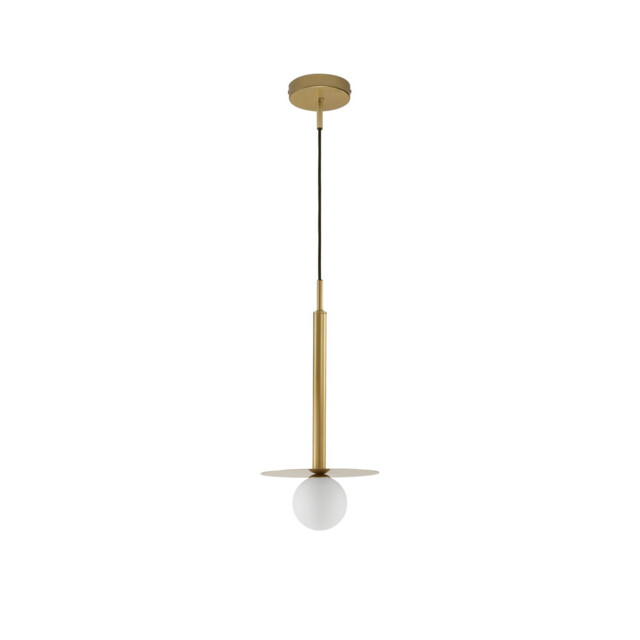 Pielo Globe Pendant Ceiling Light Brass Gold Metal Opal Glass LED G9W 1x5W - image 1