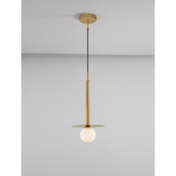 Pielo Globe Pendant Ceiling Light Brass Gold Metal Opal Glass LED G9W 1x5W - thumbnail 5