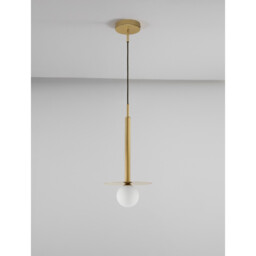 Pielo Globe Pendant Ceiling Light Brass Gold Metal Opal Glass LED G9W 1x5W - thumbnail 3