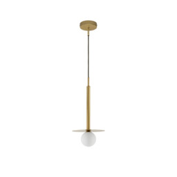 Pielo Globe Pendant Ceiling Light Brass Gold Metal Opal Glass LED G9W 1x5W - thumbnail 1