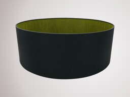 Sigma Round Cylinder, 600 x 220mm Dual Faux Silk Fabric Shade, Midnight Black, Green Olive - thumbnail 2