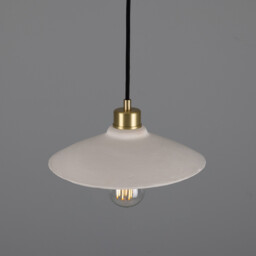 Pyrus Dome Pendant Matte White Striped, Satin Brass - thumbnail 3