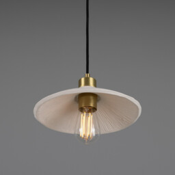 Pyrus Dome Pendant Matte White Striped, Satin Brass - thumbnail 2