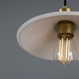 Pyrus Dome Pendant Matte White Striped, Satin Brass - thumbnail 5