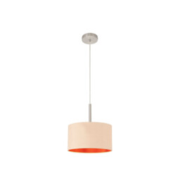 Baymont Satin Nickel E27 Single Pendant With 30cm x 17cm Dual Faux Silk Shade, Antique Gold/Ruby - thumbnail 5