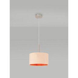 Baymont Satin Nickel E27 Single Pendant With 30cm x 17cm Dual Faux Silk Shade, Antique Gold/Ruby - thumbnail 2