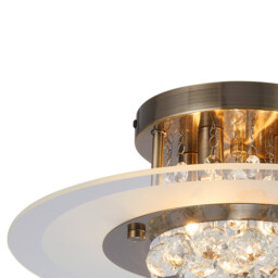 Delmar 39cm Flush Ceiling Round 4 Light G9 Antique Brass/Glass/Crystal - thumbnail 5