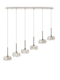 Salisbury , 6 Light G9 2m Linear Pendant With Polished Chrome And Crystal Shade