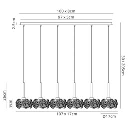 Salisbury , 6 Light G9 2m Linear Pendant With Polished Chrome And Crystal Shade - thumbnail 2