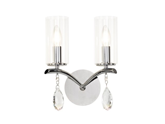 Rhea Wall Lamp Switched 2 Light E14 Polished Chrome, Crystal With Clear Glass - image 1