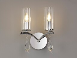 Rhea Wall Lamp Switched 2 Light E14 Polished Chrome, Crystal With Clear Glass - thumbnail 3