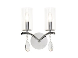 Rhea Wall Lamp Switched 2 Light E14 Polished Chrome, Crystal With Clear Glass