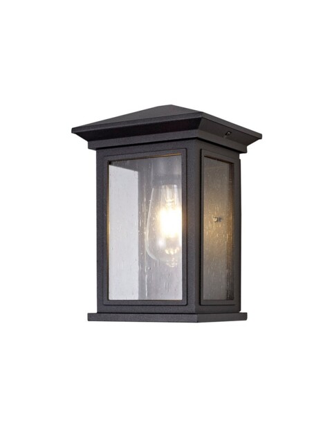 Hoosick Flush Wall Lamp, 1 x E27, IP54, Anthracite, Clear Seeded Glass - image 1