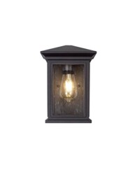 Hoosick Flush Wall Lamp, 1 x E27, IP54, Anthracite, Clear Seeded Glass - thumbnail 5