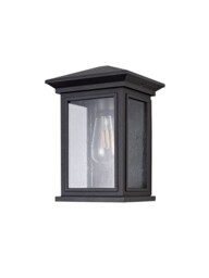 Hoosick Flush Wall Lamp, 1 x E27, IP54, Anthracite, Clear Seeded Glass - thumbnail 3