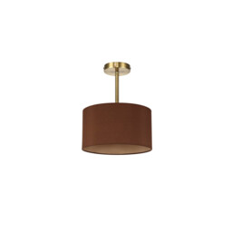 Baymont Antique Brass E27 Semi Flush With 30cm x 17cm Dual Faux Silk Shade, Raw Cocoa/Grecian Bronze - thumbnail 5