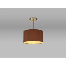Baymont Antique Brass E27 Semi Flush With 30cm x 17cm Dual Faux Silk Shade, Raw Cocoa/Grecian Bronze - thumbnail 2