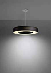 Saturno Cylindrical Pendant Light Black 50cm E27 - thumbnail 3