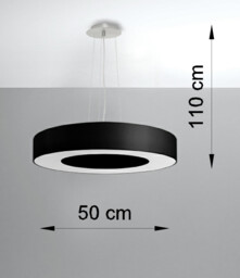 Saturno Cylindrical Pendant Light Black 50cm E27 - thumbnail 5