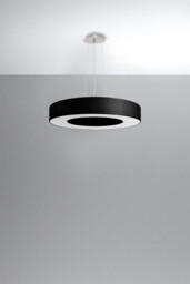 Saturno Cylindrical Pendant Light Black 50cm E27 - thumbnail 2