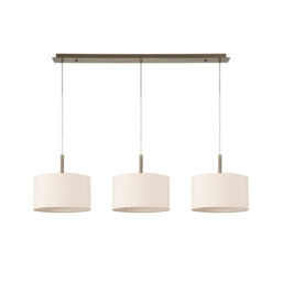 Baymont Antique Brass 3 Light E27 Linear Pendant With 30cm x 17cm Dual Faux Silk Shade, Nude Beige/Moonlight - thumbnail 5