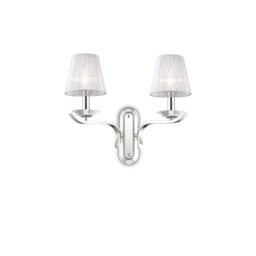 Pegaso  2 Light Indoor Candle Wall Light Chrome, White with Organza Shades, E14
