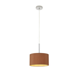 Baymont Polished Chrome E27 Universal Single Pendant With 30cm x 17cm Dual Faux Silk Shade, Raw Cocoa/Grecian Bronze - thumbnail 5