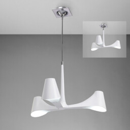 Ora Telescopic Convertible To Semi Flush 3 Light E27, Gloss White/Polished Chrome - thumbnail 2