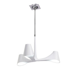 Ora Telescopic Convertible To Semi Flush 3 Light E27, Gloss White/Polished Chrome
