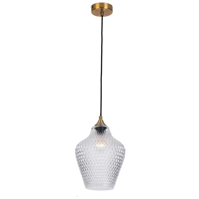 Polis Dome Pendant Ceiling Light Clear Glass - Antique Brass 1xE27 - image 1