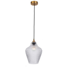 Polis Dome Pendant Ceiling Light Clear Glass - Antique Brass 1xE27 - thumbnail 1