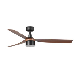 Punt 132cm TEK LED Ceiling Fan Matt Black, Walnut Blades 3000K - thumbnail 1