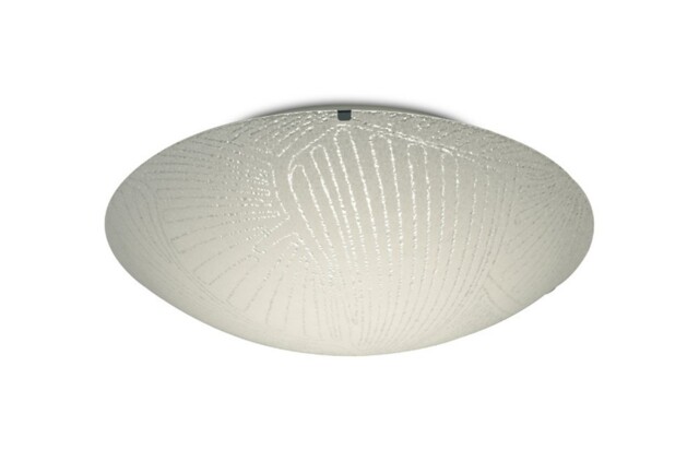 Tassa 18W LED Medium Flush Ceiling Light, 400mm Round, 4000K 1500lm CRI80, Randon Line Pattern Glass - image 1