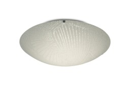 Tassa 18W LED Medium Flush Ceiling Light, 400mm Round, 4000K 1500lm CRI80, Randon Line Pattern Glass