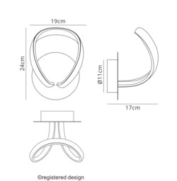 Knot Touch Dimmer Wall Lamp 12W LED 3000K, Silver, Frosted Acrylic, Polished Chrome - thumbnail 2