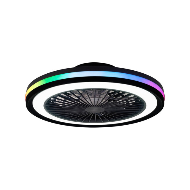 Gamer 40W LED Dimmable White/RGB Ceiling Light With Built-In 20W DC Reversible Fan, c/w Remote Control, 4200lm, Black - image 1