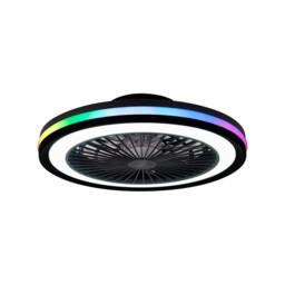 Gamer 40W LED Dimmable White/RGB Ceiling Light With Built-In 20W DC Reversible Fan, c/w Remote Control, 4200lm, Black