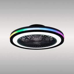 Gamer 40W LED Dimmable White/RGB Ceiling Light With Built-In 20W DC Reversible Fan, c/w Remote Control, 4200lm, Black - thumbnail 2