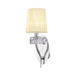 Loewe Wall Lamp Switched 1 Light E14, Polished Chrome With Cream Shade - thumbnail 1